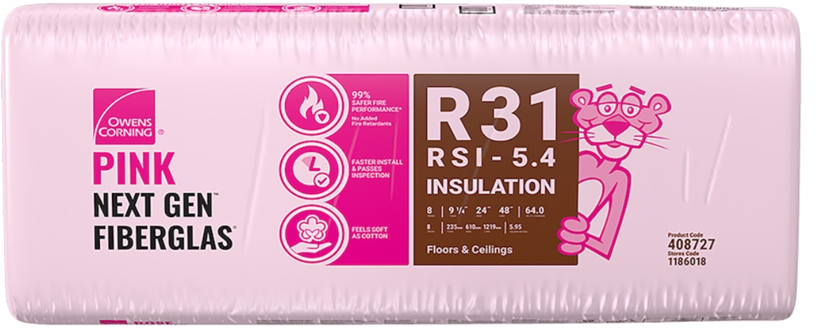 Owens Corning R-31 EcoTouch 24 in. x 48 in. x 9.25 in. PINK FIBERGLAS Insulation (64.0 sq. ft.)