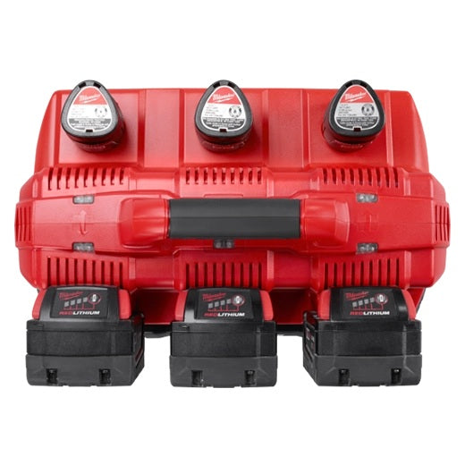 Milwaukee 48-59-1807 18-Volt/12-Volt M18/M12 Lithium-Ion Multi Voltage 6-Port Sequential Rapid Battery Charge Station