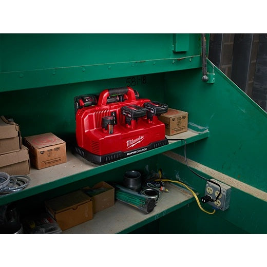Milwaukee 48-59-1807 18-Volt/12-Volt M18/M12 Lithium-Ion Multi Voltage 6-Port Sequential Rapid Battery Charge Station