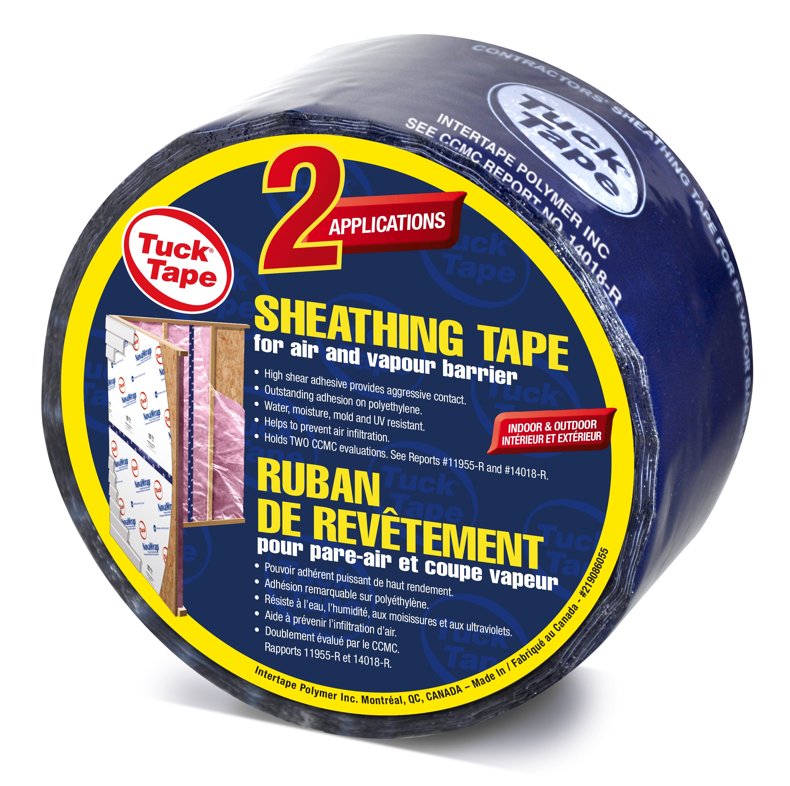 Tuck Tape 2-1/2 in. x 55 m. PE Blue Air and Vapor Barrier Sheathing Tape