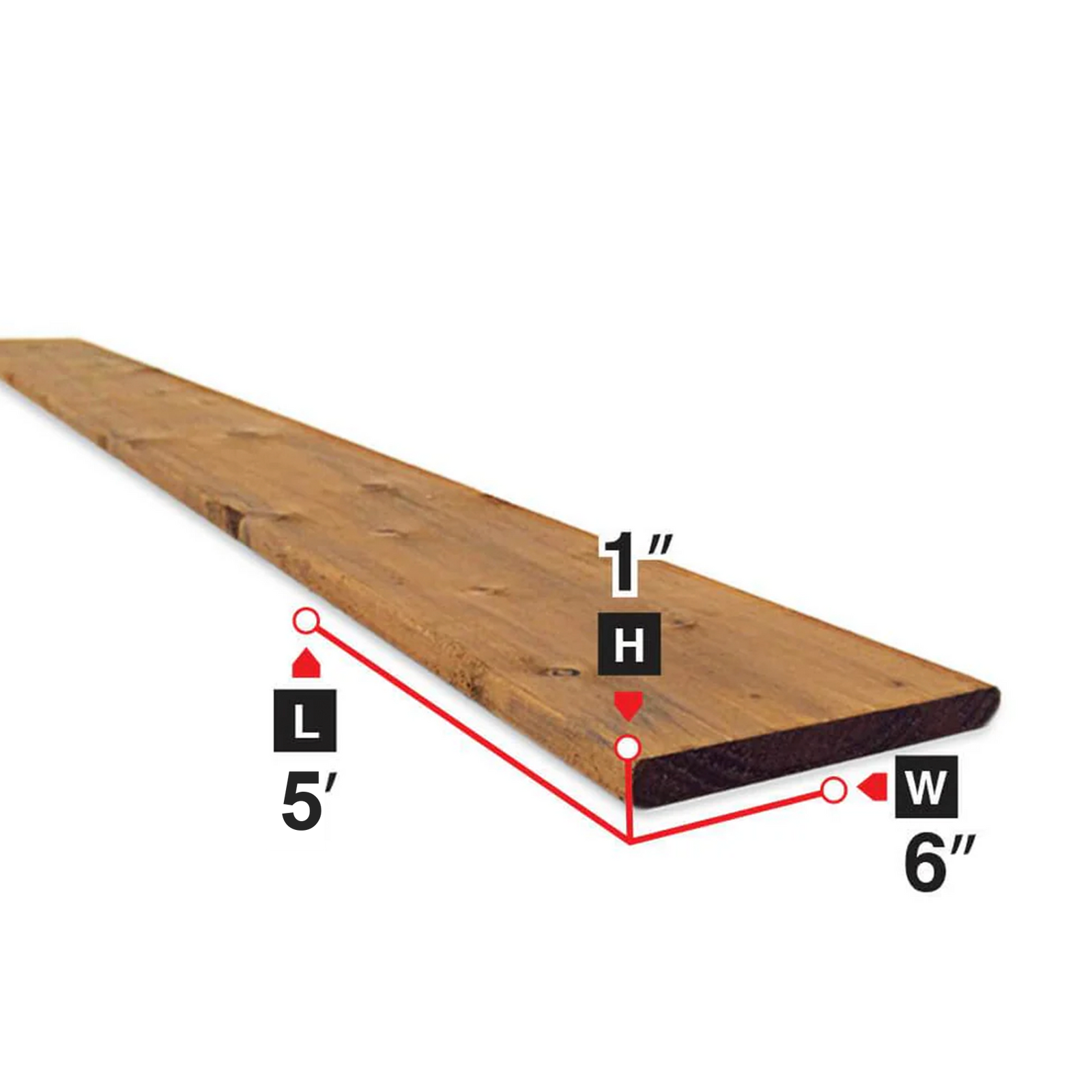 1 in. x 6 in. x 5 ft. Brown Pressure Treated Lumber Fence Board