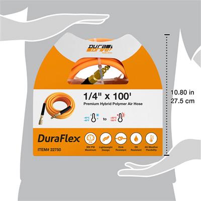 DuraDrive DYPA14100F 1/4 in. x 100 ft. Hybrid Polymer Air Hose with Swivel Fitting