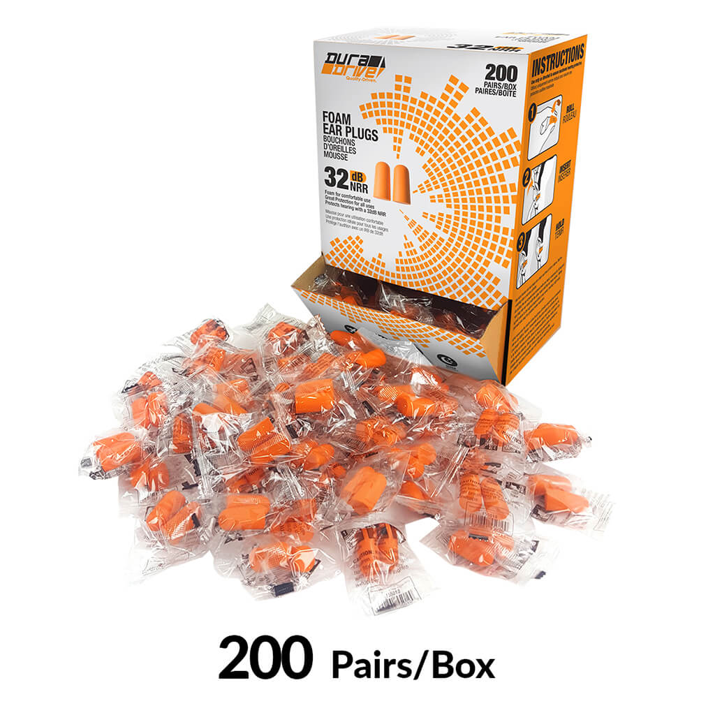 DuraDrive Orange Disposable Uncorded Foam Earplug with 32 dB NRR (200-Pair)