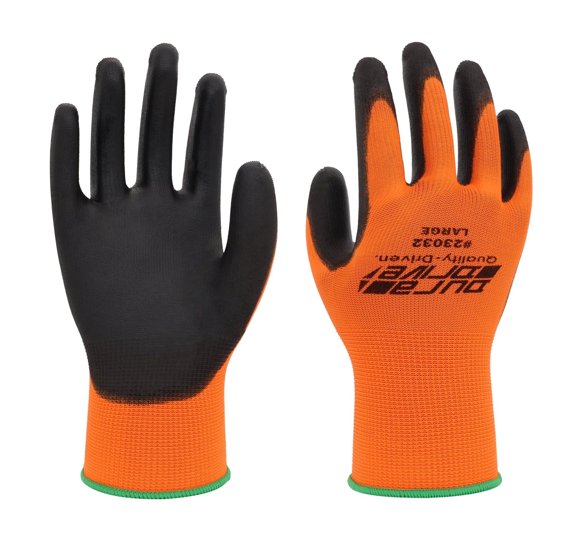 DuraDrive Black Dipped Orange Polyurethane-Coated Gloves (12-Pair)