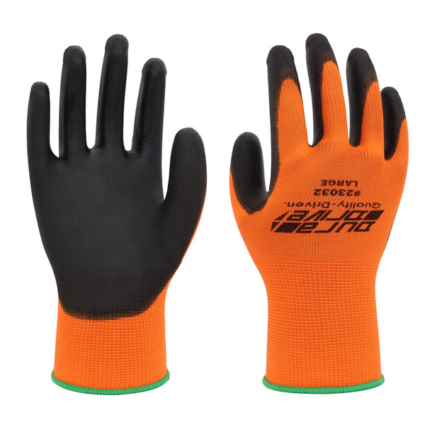 DuraDrive Black Dipped Orange Polyurethane-Coated Gloves (12-Pair)