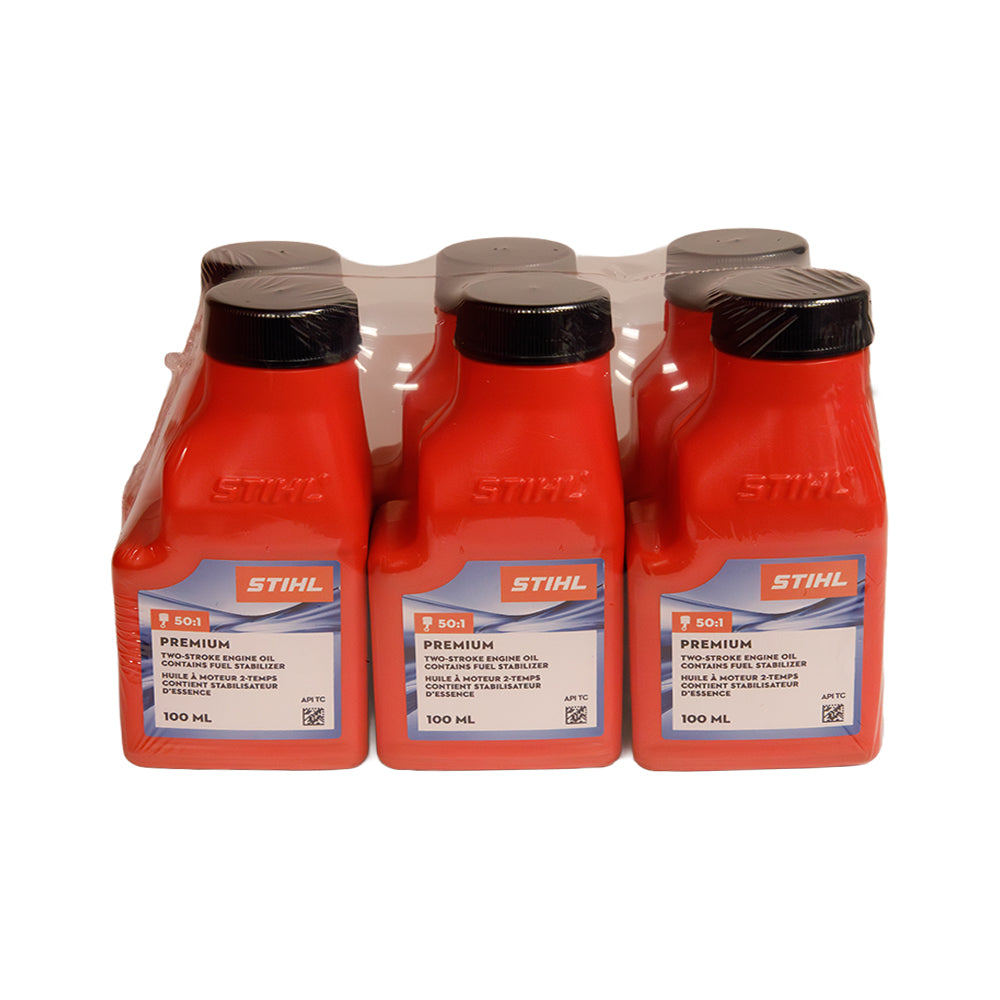 STIHL 70028710123 100mL 50:1 Premium 2-Stroke Engine Oil (6-Pack)