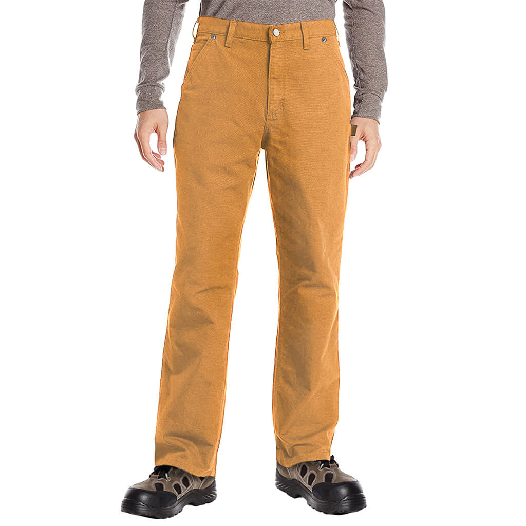 DuraDrive Men's Brown Duck 100% Cotton Loose Fit Garment Canvas Dungaree Work Pant