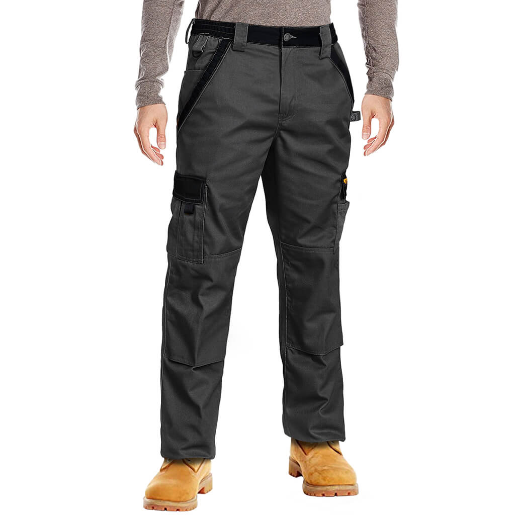 DuraDrive Men's Grey 65% Polyester/35% Cotton Two Tone Tradesman Double Knee Cargo Work Pant