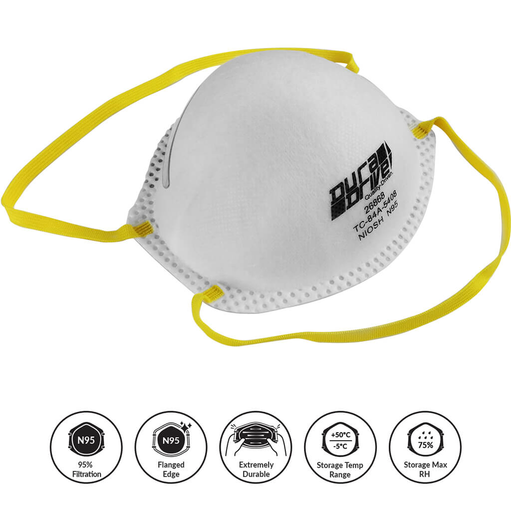 DuraDrive N95 NIOSH-Approved Industrial Disposable Non-Vented Dust Mask (20-Pack)