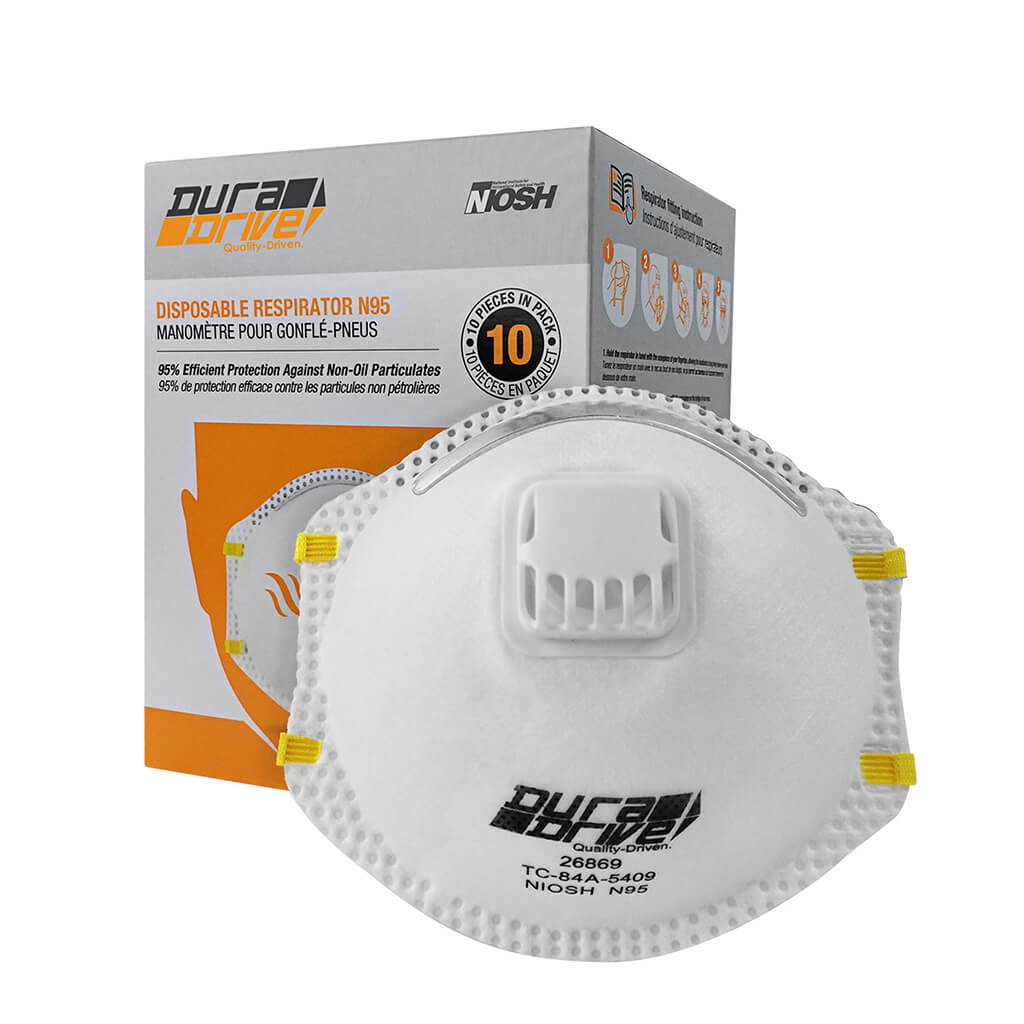 DuraDrive NIOSH-approved (TC-84A-5409) N95 Industrial Disposable Dust Masks with Exhalation Valve (1