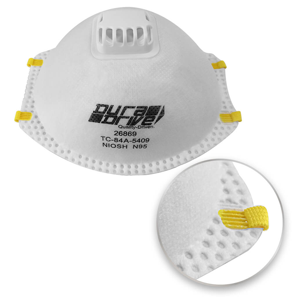 DuraDrive NIOSH-approved (TC-84A-5409) N95 Industrial Disposable Dust Masks with Exhalation Valve (1