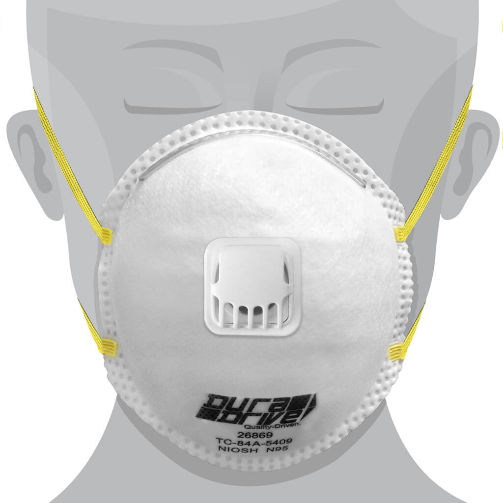 DuraDrive NIOSH-approved (TC-84A-5409) N95 Industrial Disposable Dust Masks with Exhalation Valve (1