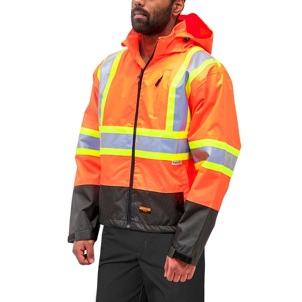 DuraDrive Men's Orange Waterproof Rain Jacket