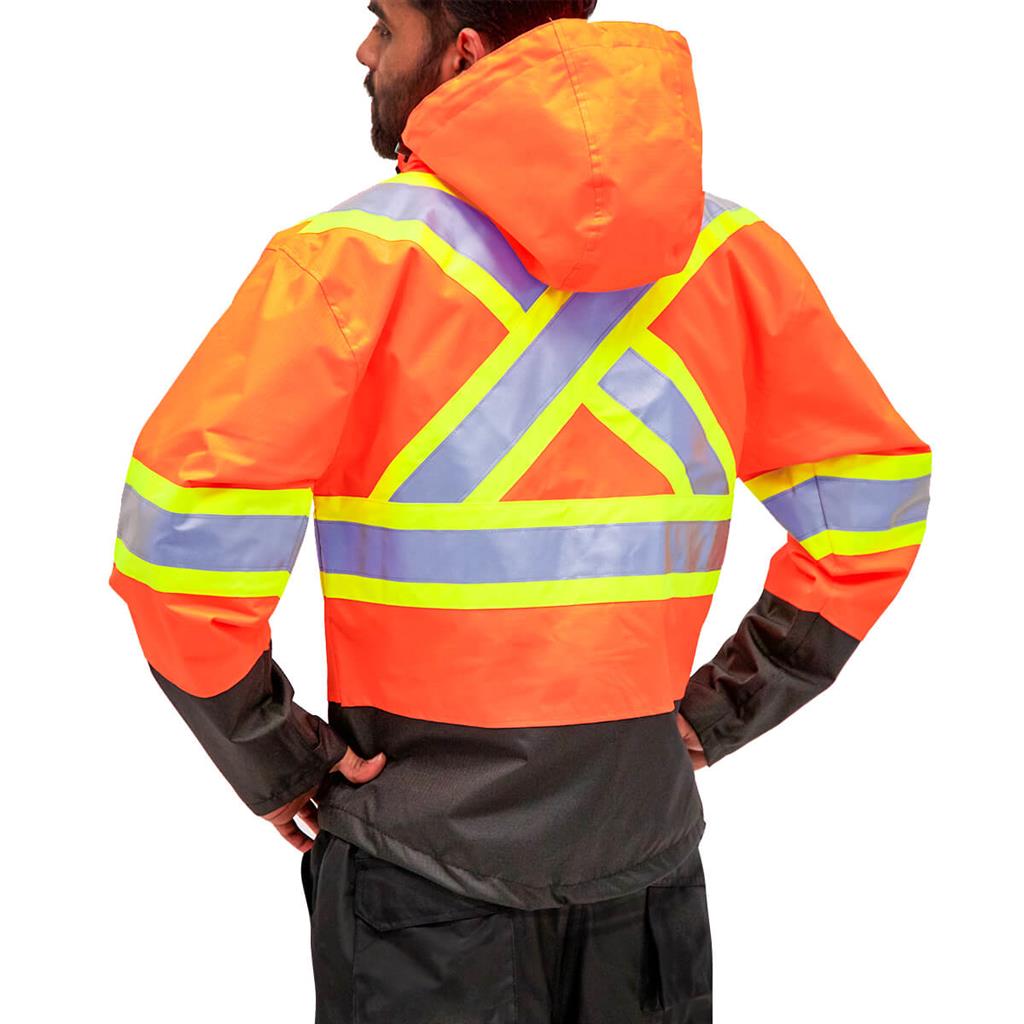 DuraDrive Men's Orange Waterproof Rain Jacket