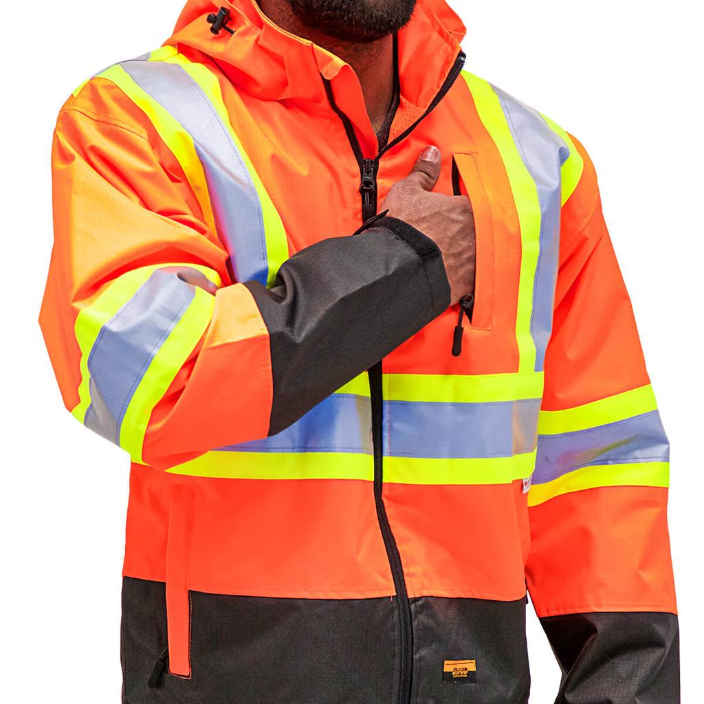 DuraDrive Men's Orange Waterproof Rain Jacket