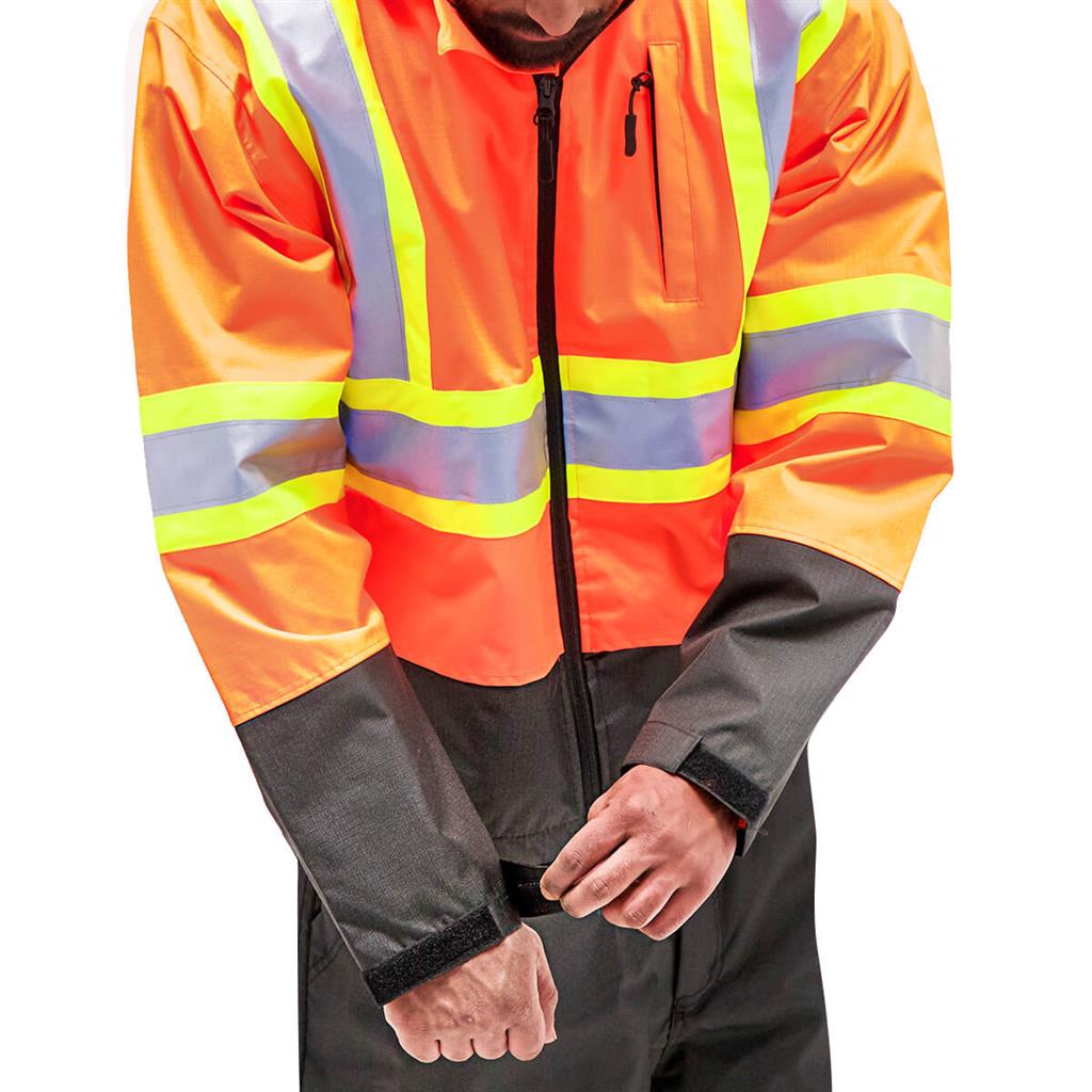 DuraDrive Men's Orange Waterproof Rain Jacket