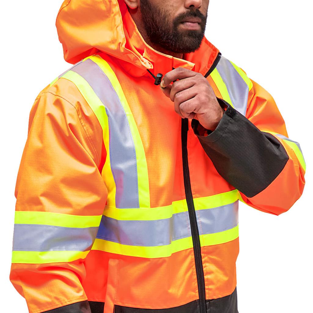 DuraDrive Men's Orange Waterproof Rain Jacket