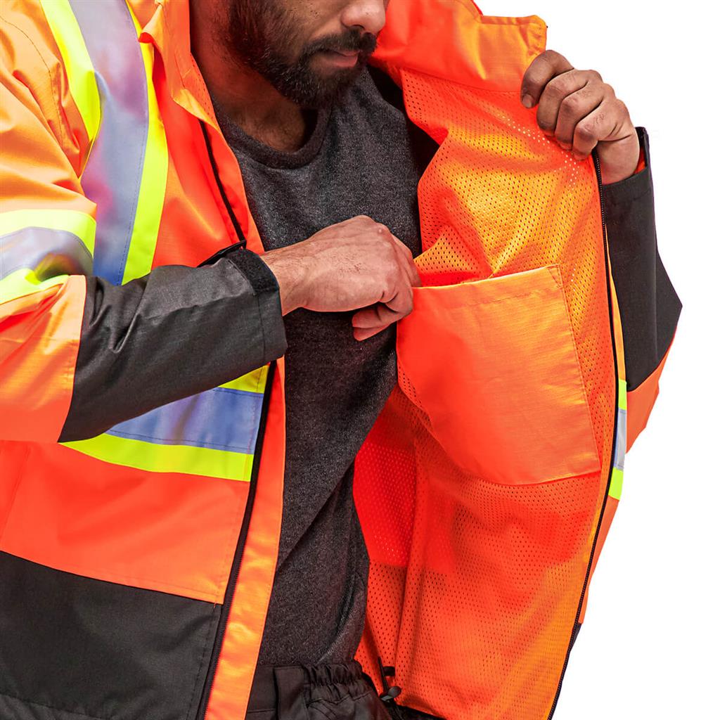 DuraDrive Men's Orange Waterproof Rain Jacket