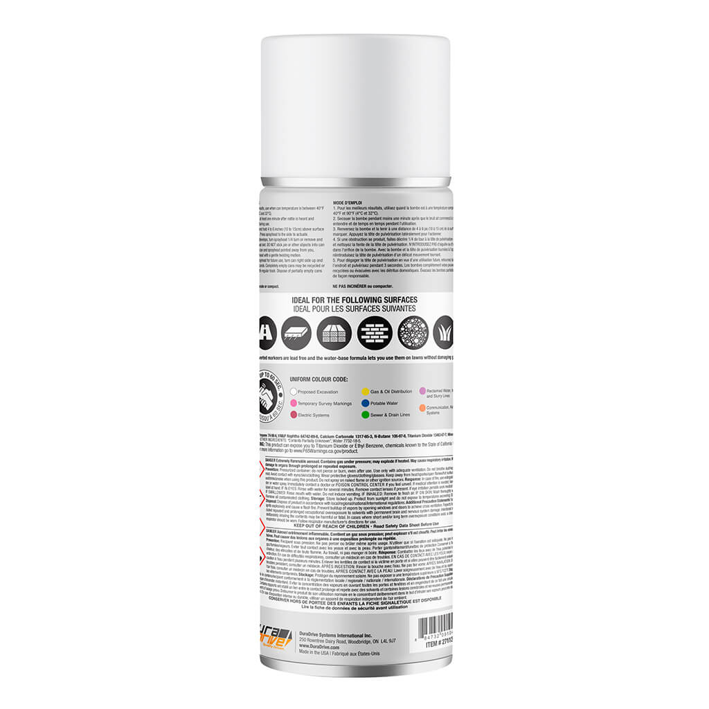 DuraDrive 16 oz Aerosol White Inverted Marking Spray Paint