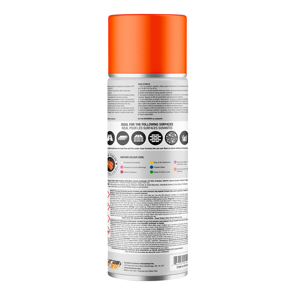 DuraDrive 16 oz Aerosol Fluorescent Orange Inverted Marking Spray Paint