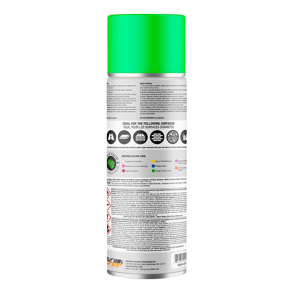 DuraDrive 16 oz Aerosol Fluorescent Green Inverted Marking Spray Paint