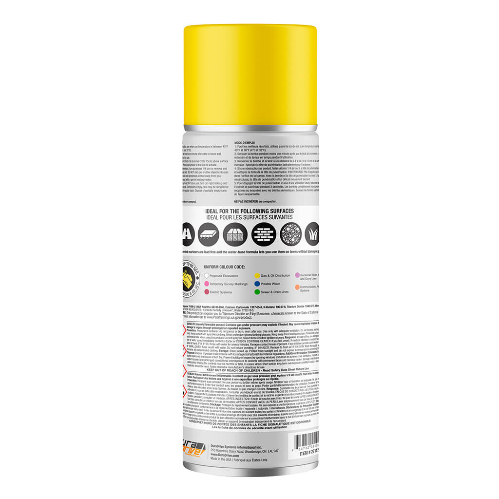 DuraDrive 16 oz Aerosol High-Visibility Yellow Inverted Marking Spray Paint