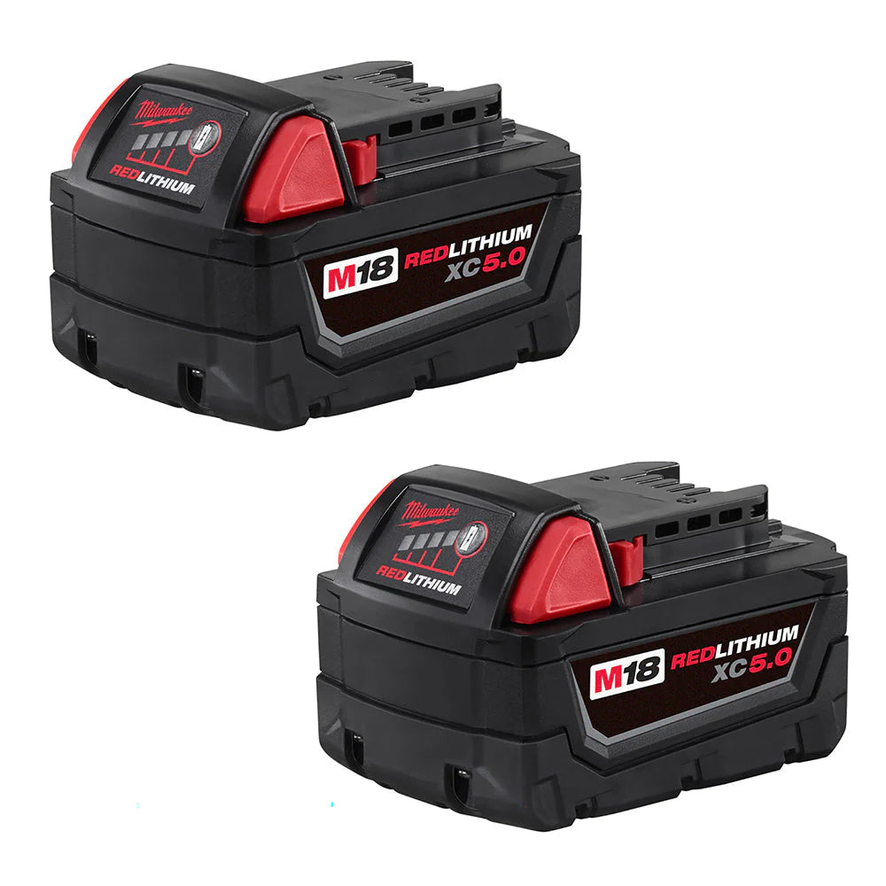 Milwaukee 48-11-1852 18-Volt 5.0 Ah XC M18 REDLITHIUM Extended Capacity Lithium-Ion Battery (2-Pack)