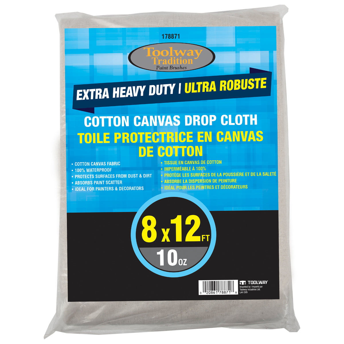 TOOLWAY 178871 DROP CLOTH CANVAS 8'x12' 10oz