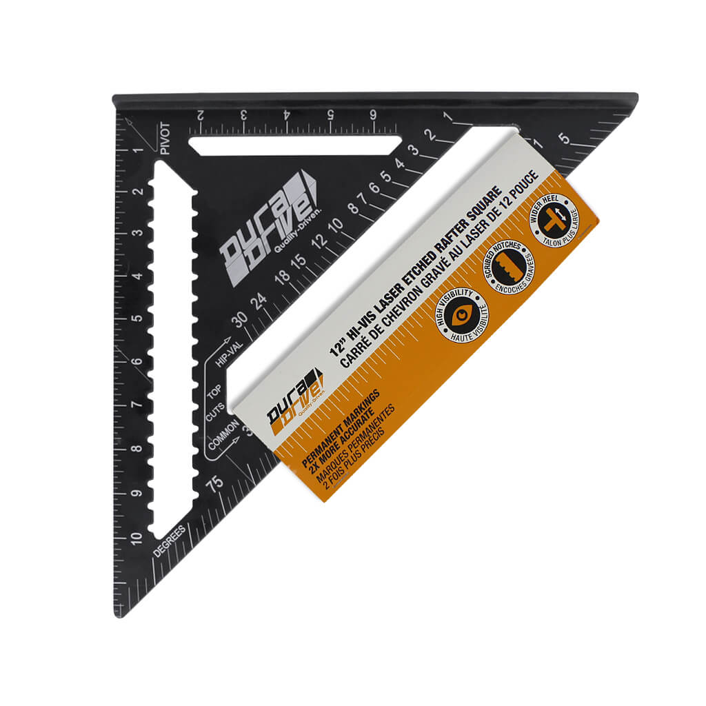 DuraDrive 12 in Hi-Vis Laser Etched Wide Flange Rafter Square