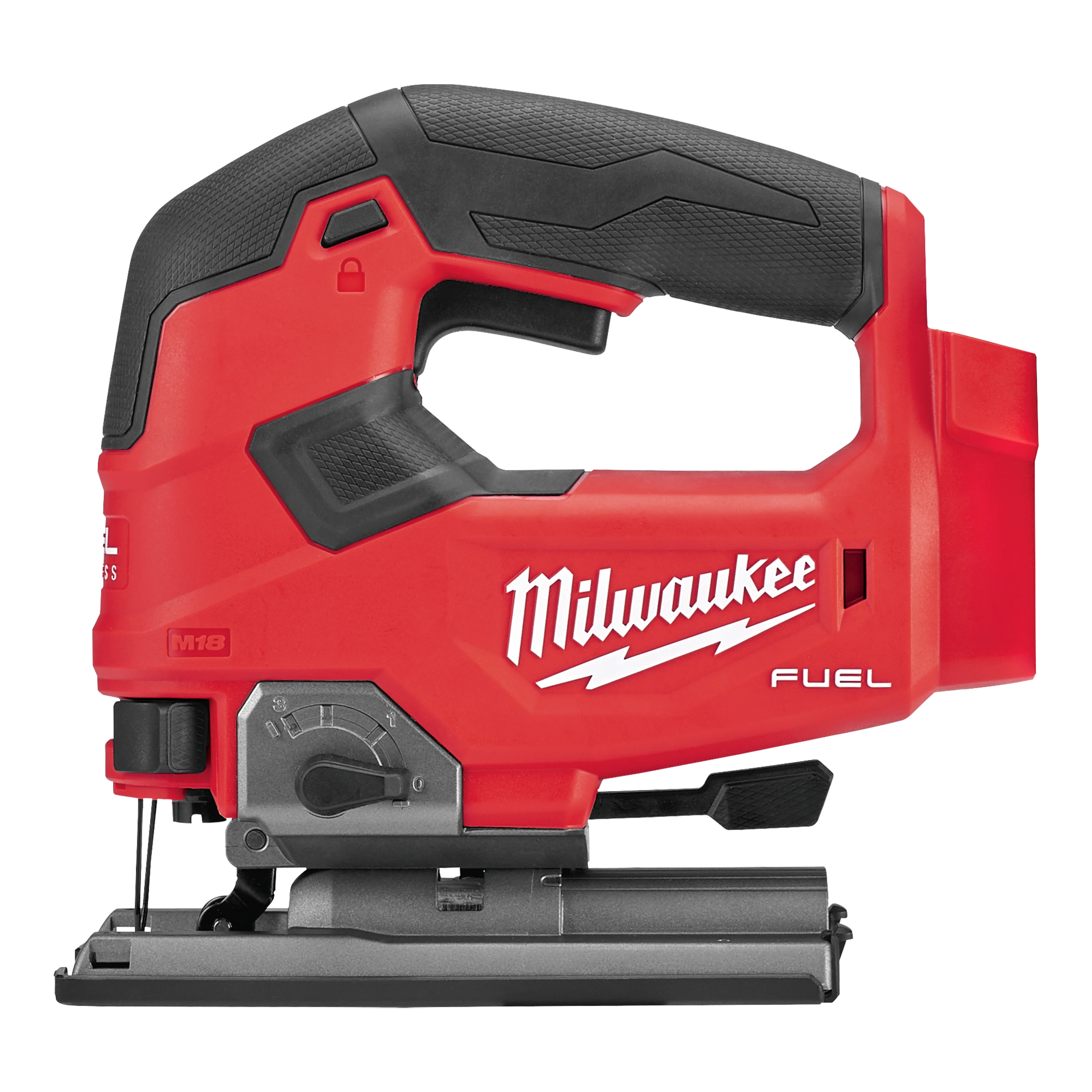 Milwaukee 2737-20 M18 FUEL D-handle jig saw side view