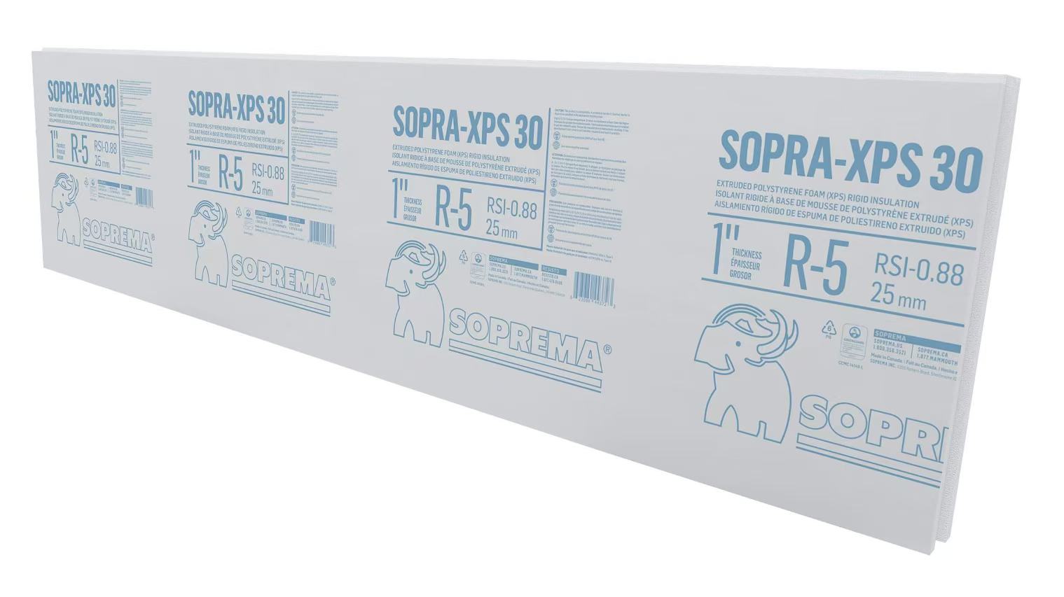 SOPRA XPS-30 1 in. x 24 in. x 96 in. Square Edge Extruded Polystyrene Rigid Insulation