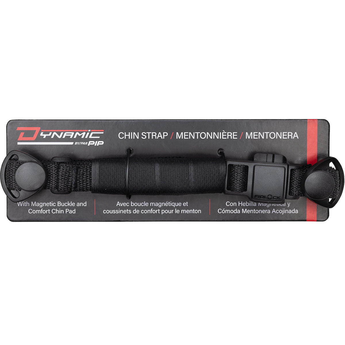 DYNA-CLIC 4-POINT CHIN STRAP WITH MAGNETIC CLIP & CHIN PAD BLACK