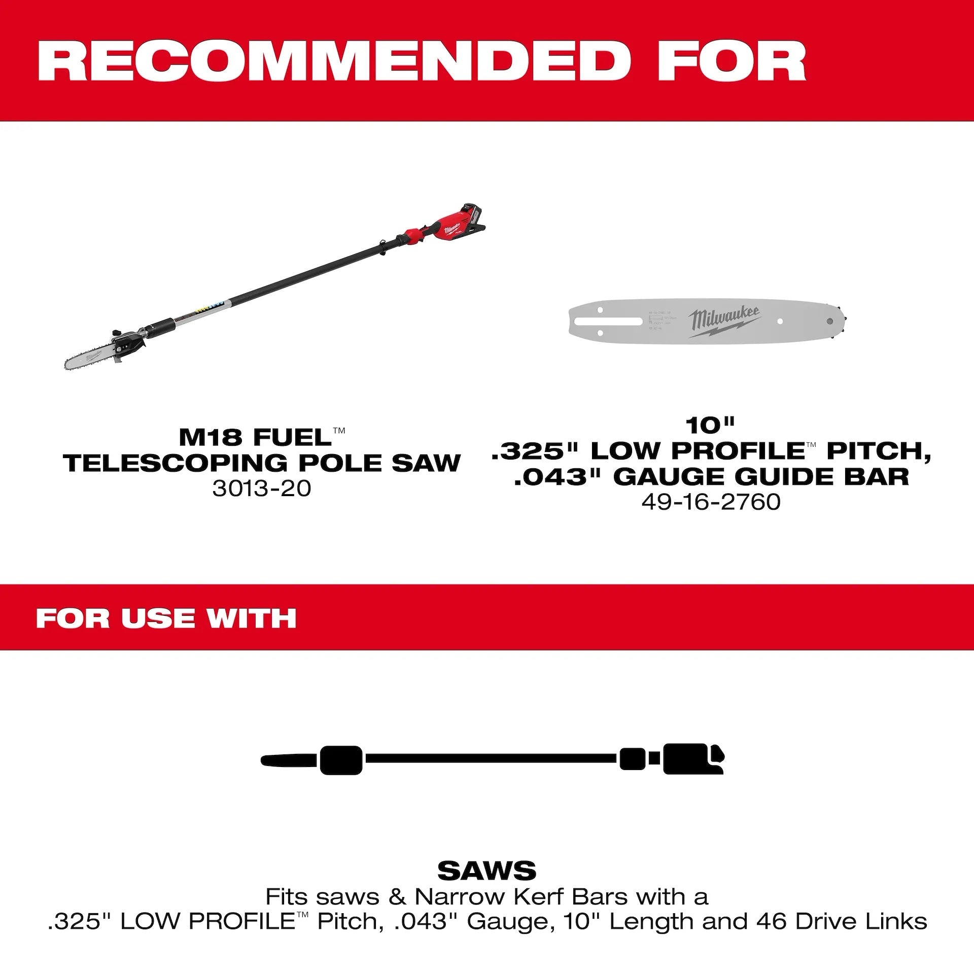 Milwaukee 49-16-2759 10 in. Telescoping Pole Saw Chain
