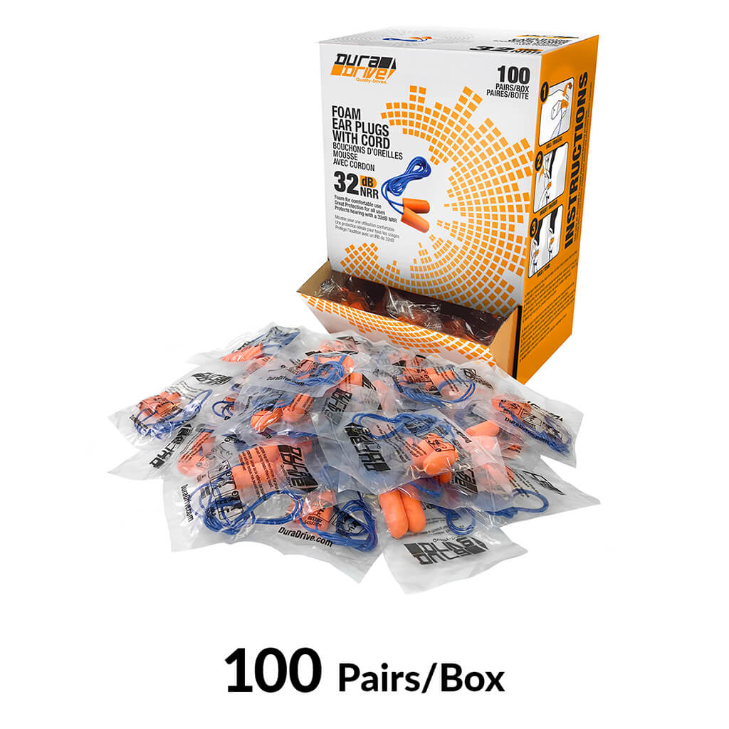 DuraDrive Orange Disposable Corded Foam Earplug with 32 dB NRR (100-Pair)