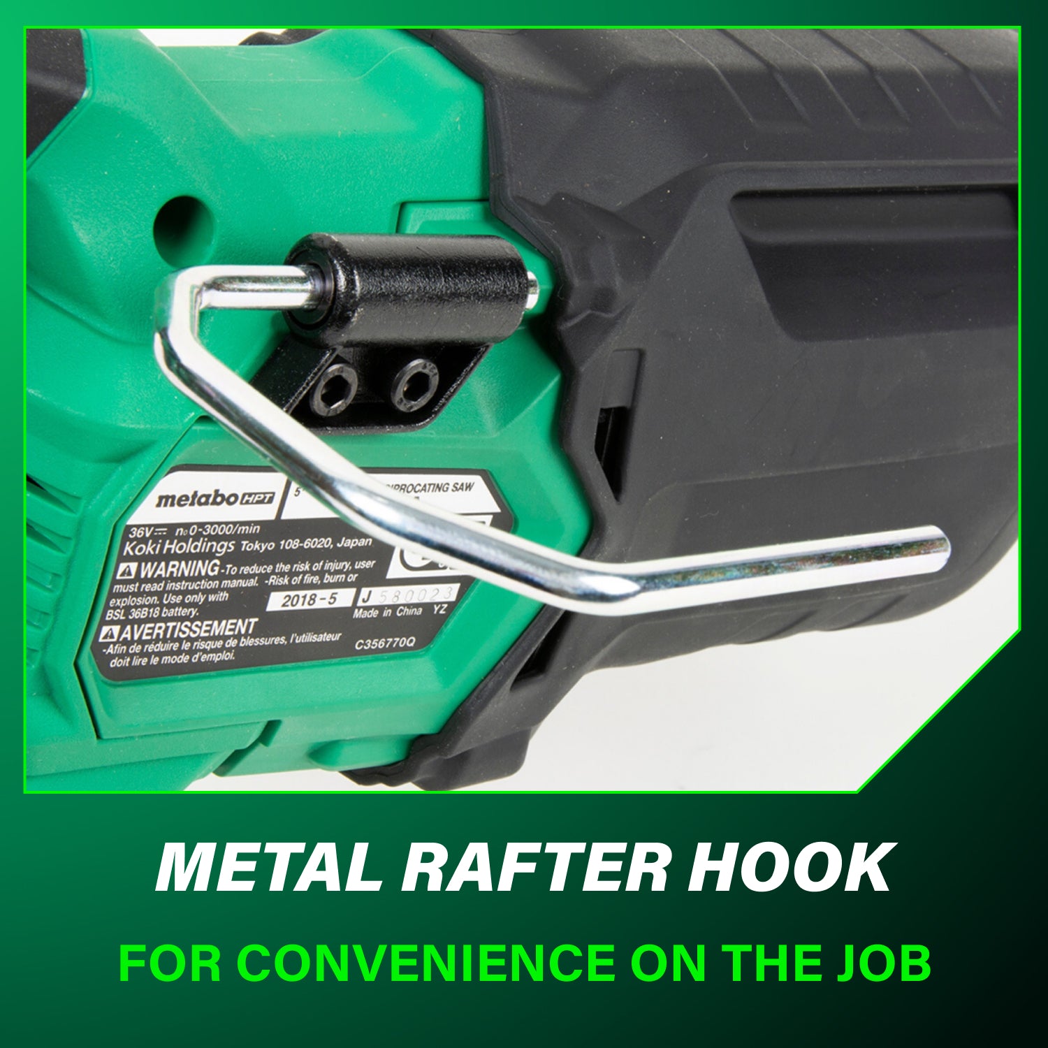 Metabo HPT CR36DAQ4M 36-Volt MultiVolt 1-1/4 in. Stroke Brushless Reciprocating Saw (Tool Only)