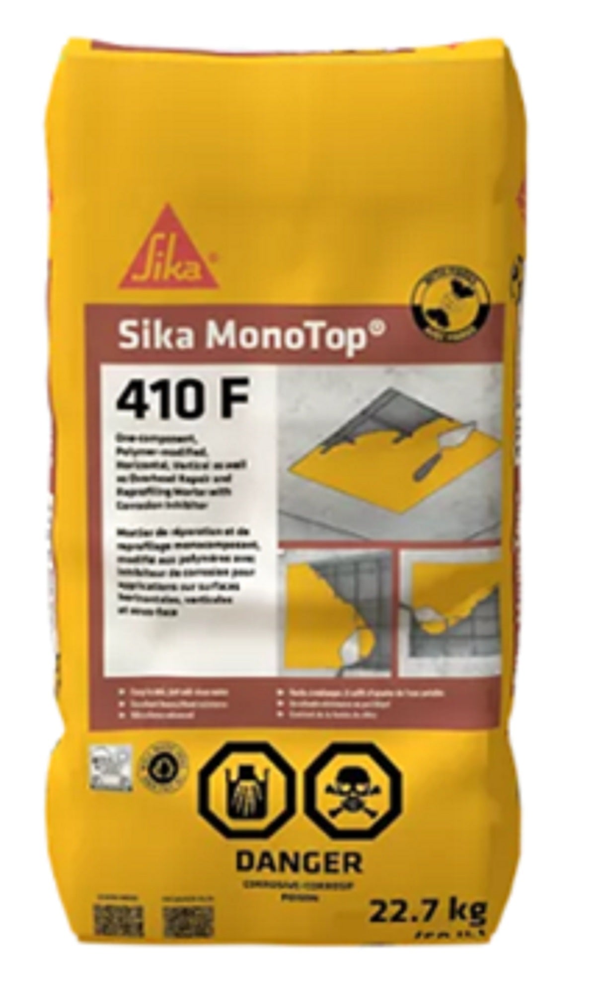 Sika MonoTop-410 F 22.7kg Fibre-Reinforced Overhead and Vertical One-Component Repair Mortar