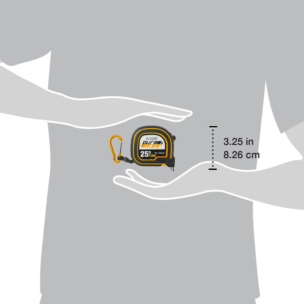 DuraDrive Imperial/Metric 25 ft/7.5 m x 1 in EZ-Read Double Side Measuring Tape