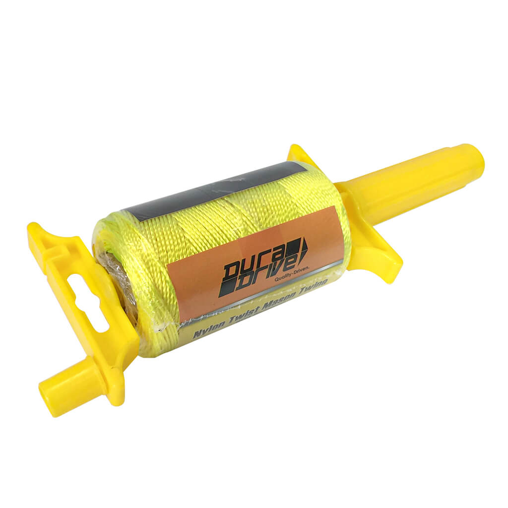 DuraDrive Nylon Bright Yellow 18 Gauge Twisted 3-Strand Mason Line Twine with Line Reel