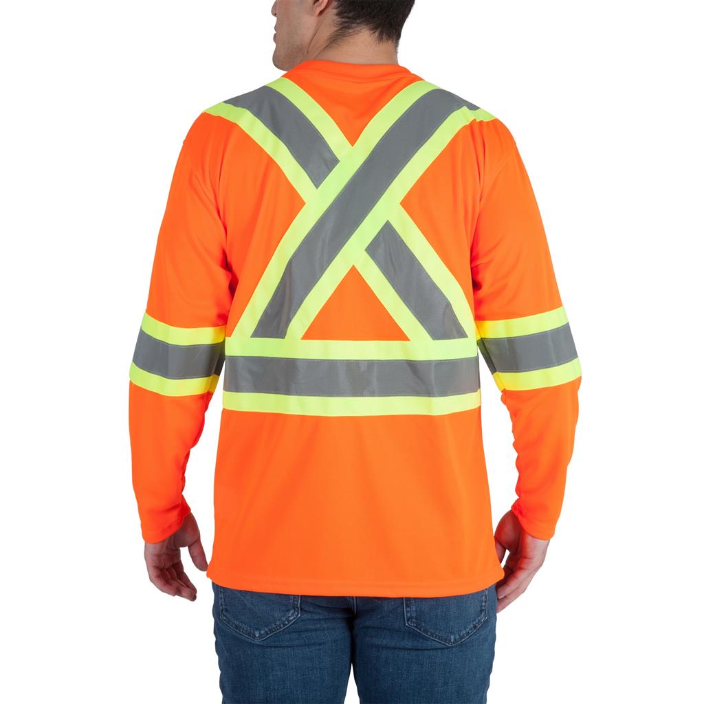 DuraDrive Men's Orange Hi-Vis Long Sleeve Cooling Safety T-Shirt