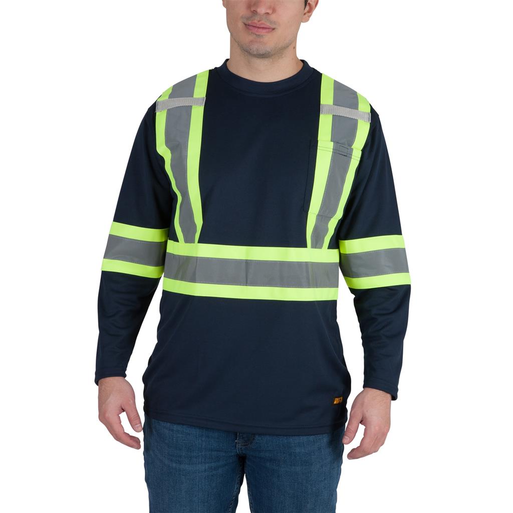 DuraDrive Men's Navy Hi-Vis Long Sleeve Cooling Safety T-Shirt