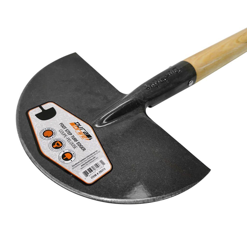 DuraDrive Ash Wood D-Handle Half-Moon Turf Grass Foot Step Edger