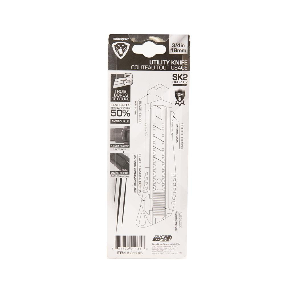 Sabercut 18mm Auto-Lock Utility Knife