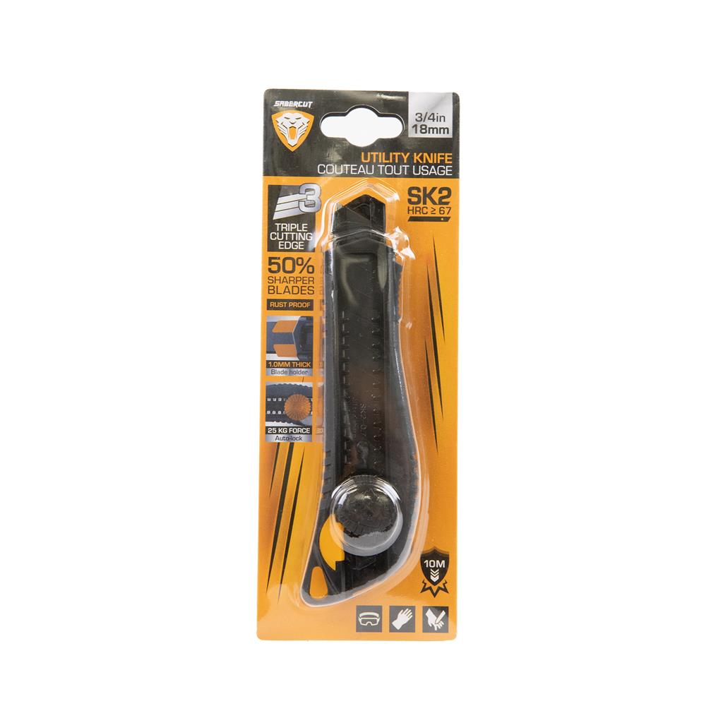 Sabercut 18mm Wheel-Lock Utility Knife