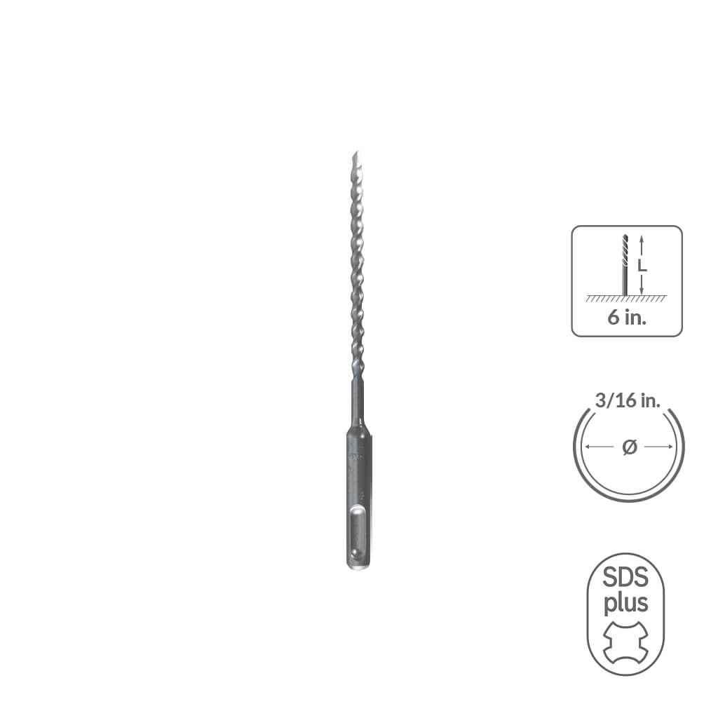 SaberCut 3/16 in x 6 in Carbide Tipped 2-Cutter Drill Bit