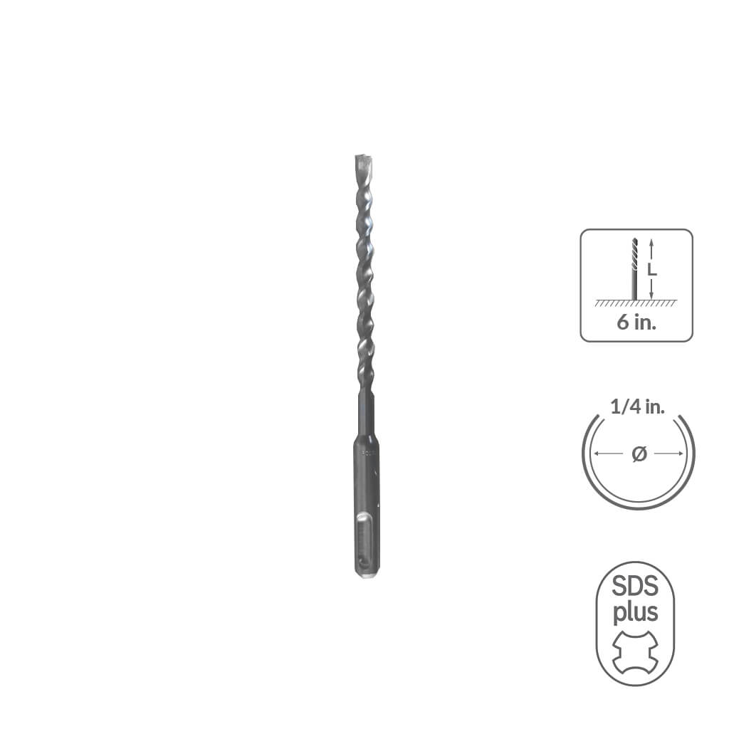 SaberCut 1/4 in x 6 in Carbide Tipped 2-Cutter Drill Bit