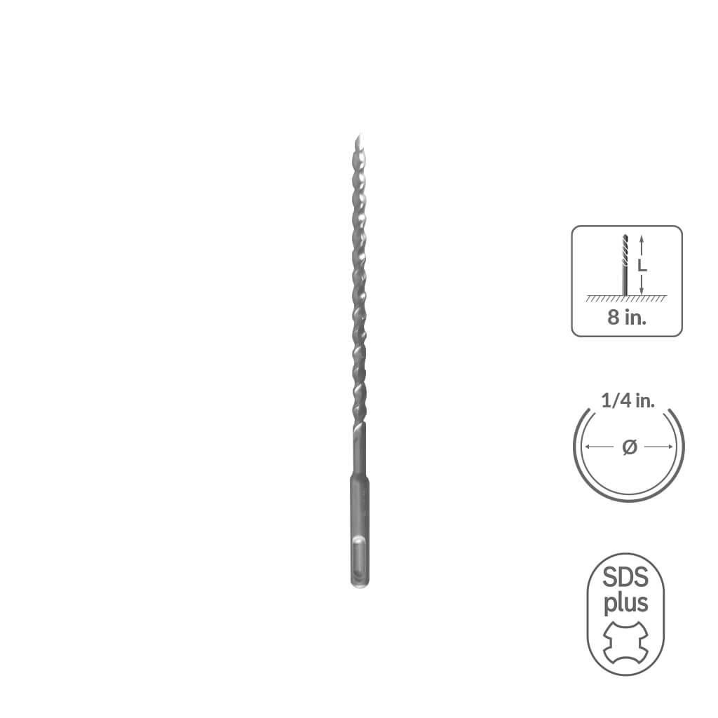 SaberCut 1/4 in x 8 in Carbide Tipped 2-Cutter Drill Bit