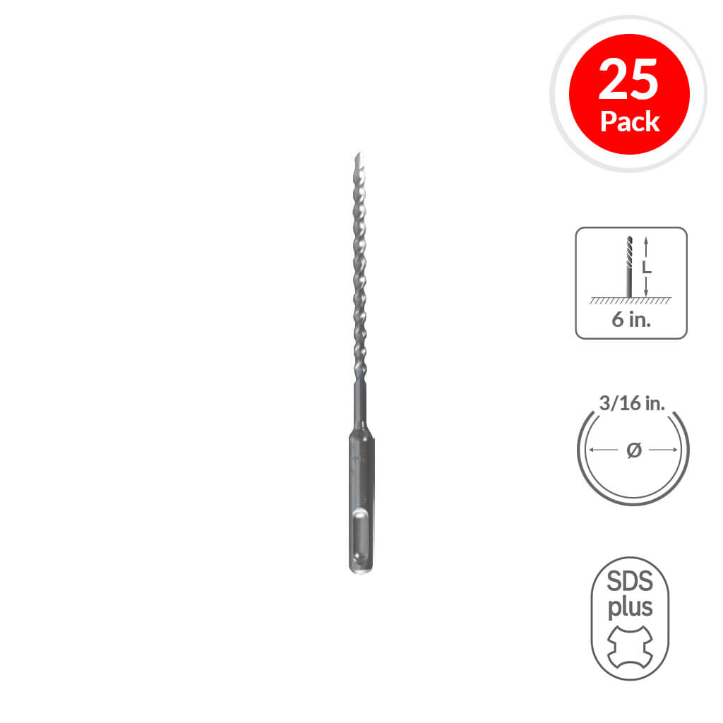 SaberCut 3/16 in 6 in Carbide Tipped 2-Cutter Drill Bit