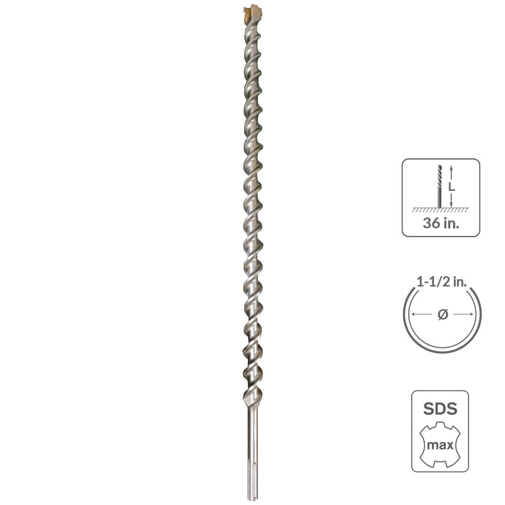 SaberCut 1-1/2 in 36 in Carbide Tipped 6-Cutter Hammer Drill Bit