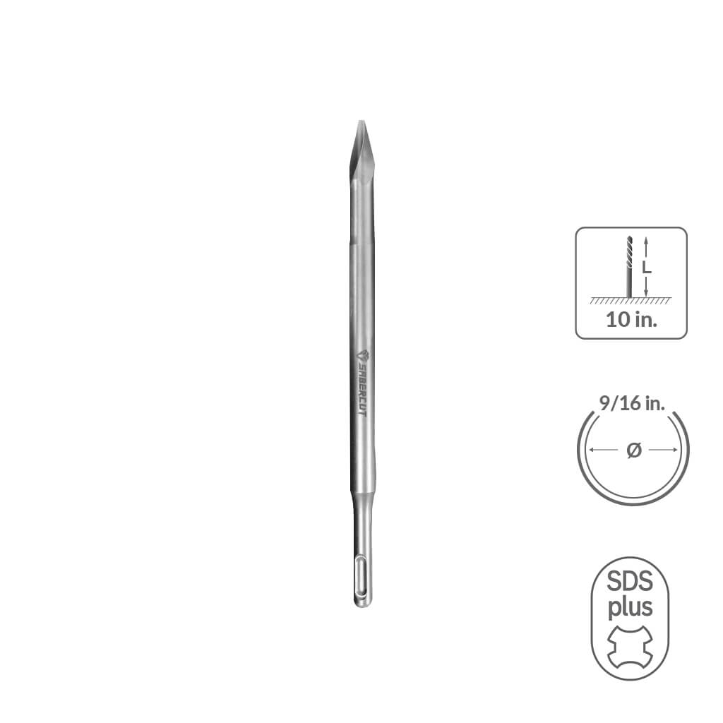 SaberCut 9/16 in 10 in Helix Pointed Chisel Bit