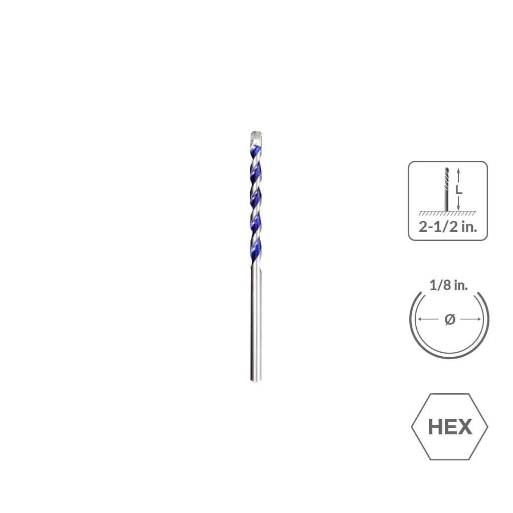 SaberCut 1/8 in 2-1/2 in Straight Shank 4-Cutter Multi-Material Drill Bit